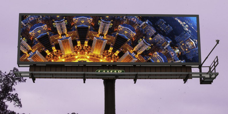 billboard atlanta Georgia lamar billboard art project airport night Day sign ads large highway light kaleidoscope kaleidoscopic