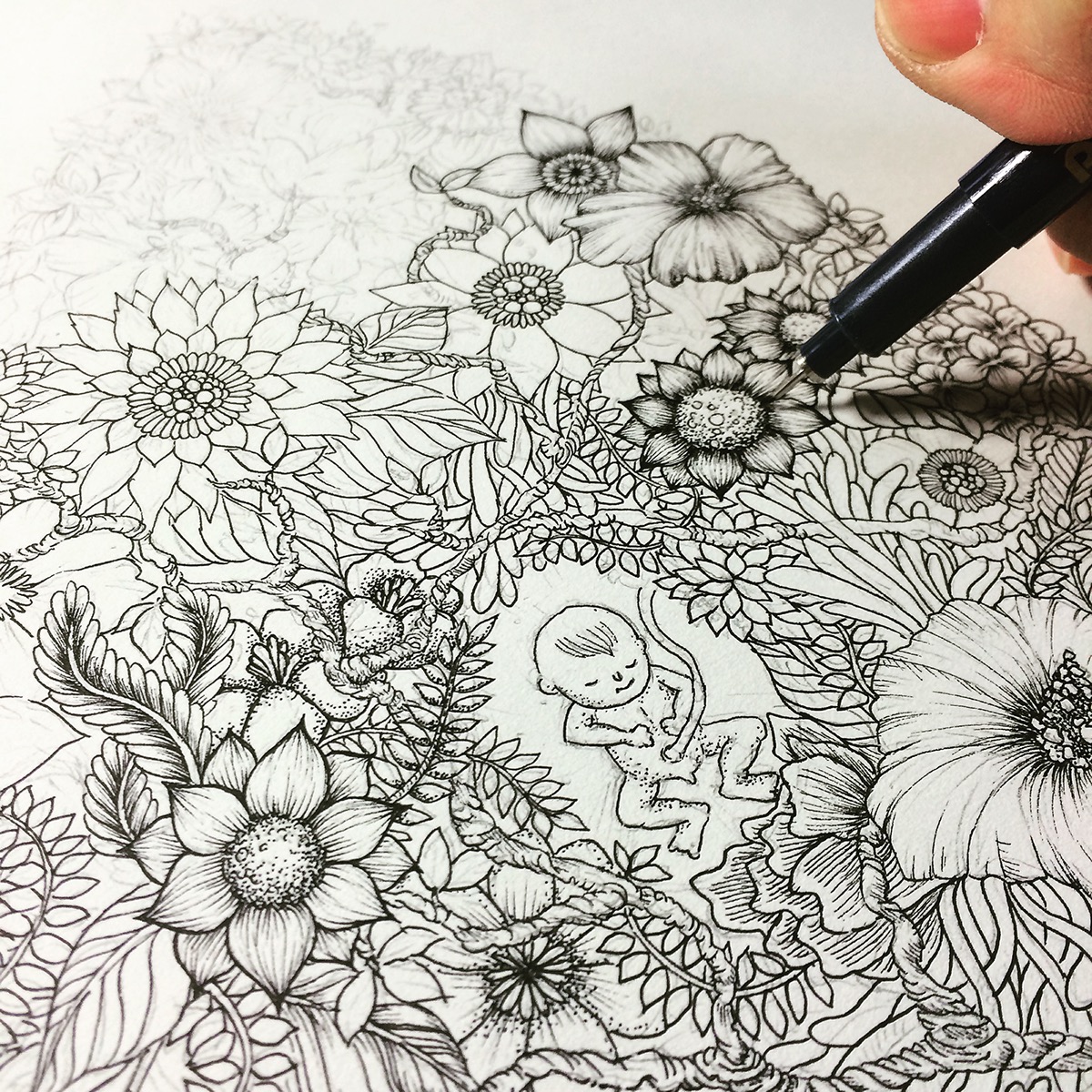 color doodle flower botanical colorful art baby ink sketch design youtube video pencil tokyo gif