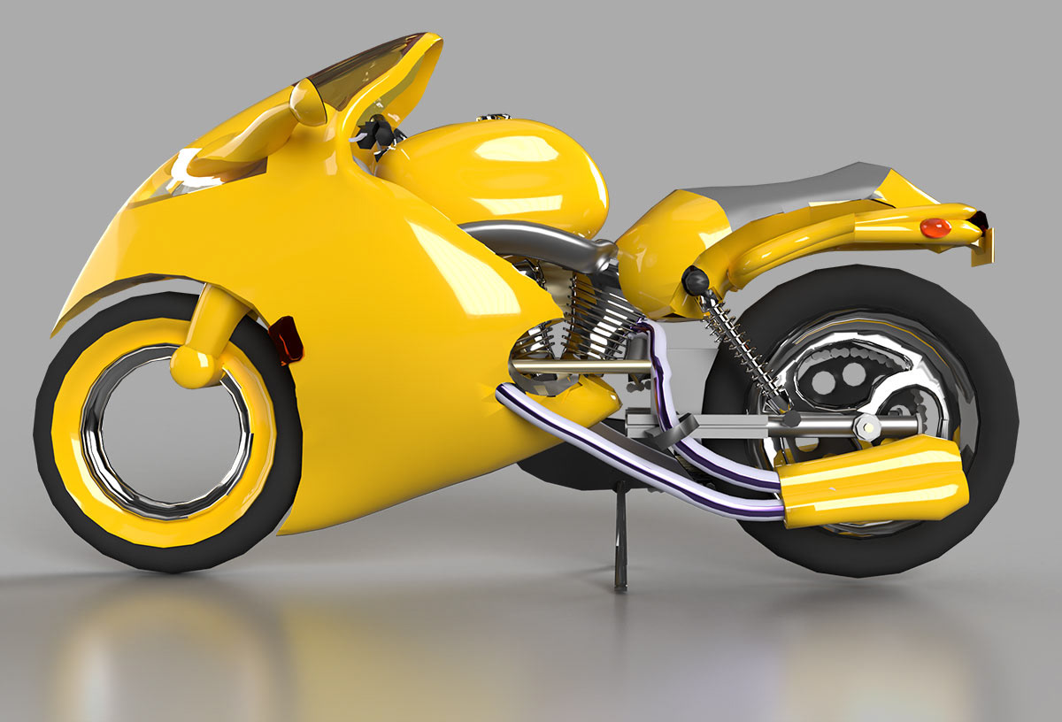 Motorcycle Concept concept Vehicle Design 3D model rimless wheel