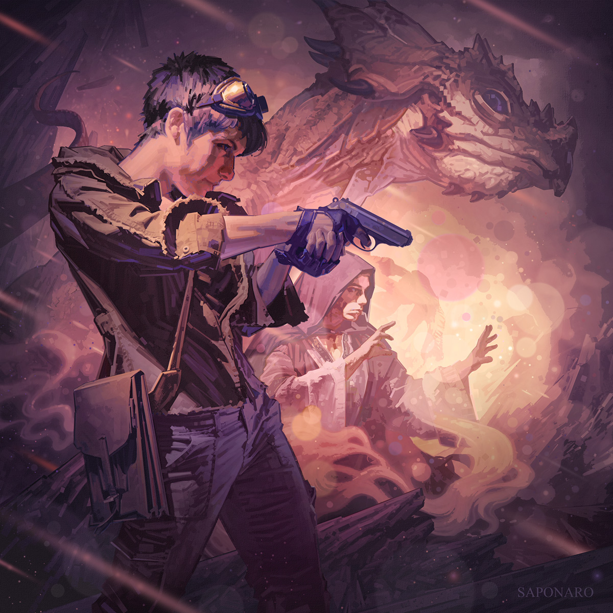 Dominick Saponaro art fantasy science fiction adventure dragon STEAMPUNK wizard digital painting