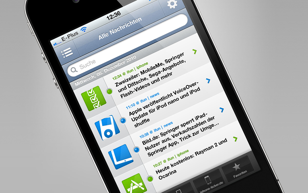 iphone iPad app ifun iphone-ticker user interface