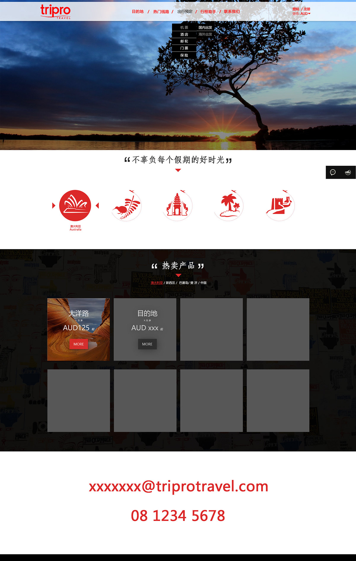 Travel UI Webdesign Web design