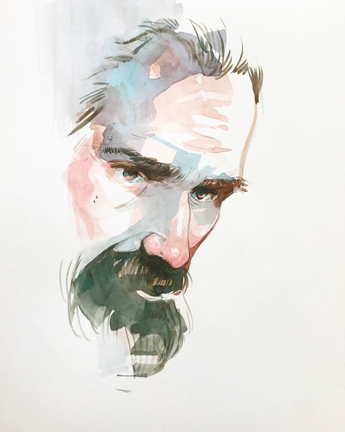 watercolour art portrait handdrawn face sketch man Drawing 