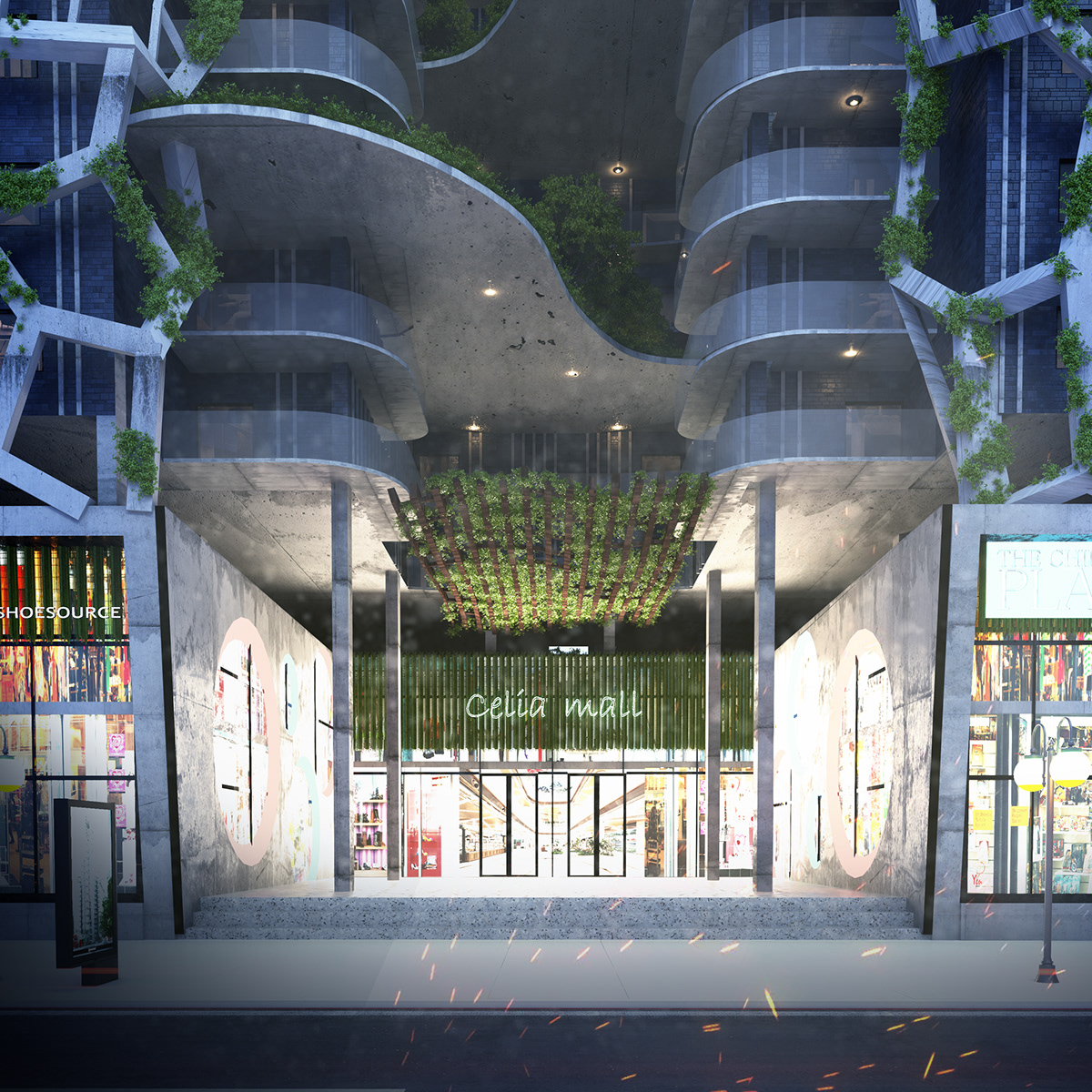 residential Project academic 3dsmax exterior mall Cinema commercial green facade