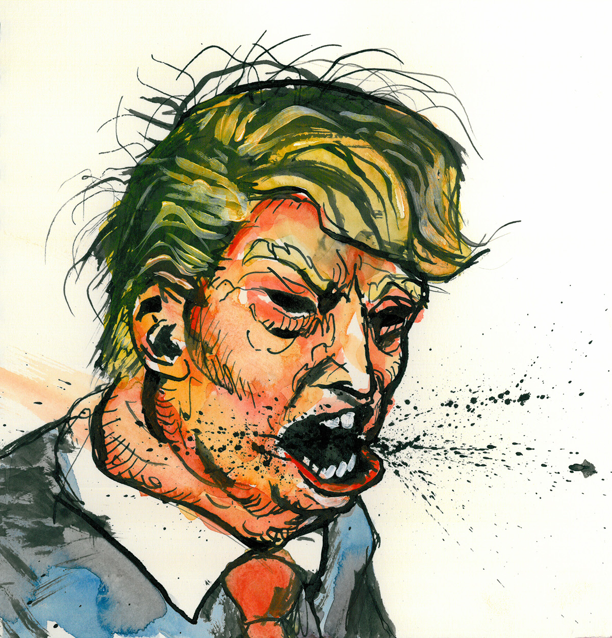Trump 2016 caricature   political cartoon portrait Donald Trump satire