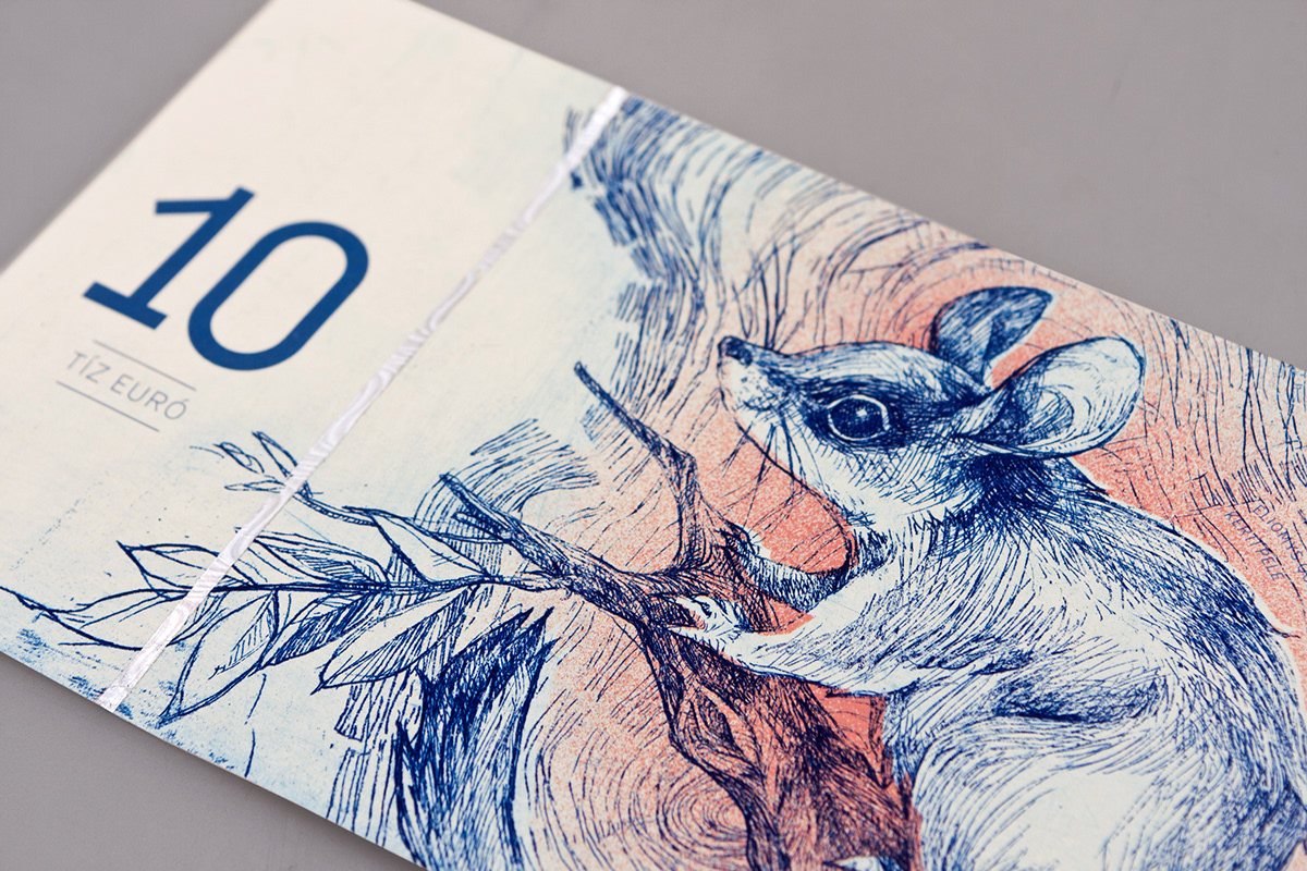 money Banknote paper money design etching print traditional animal Plant currency FOX analog