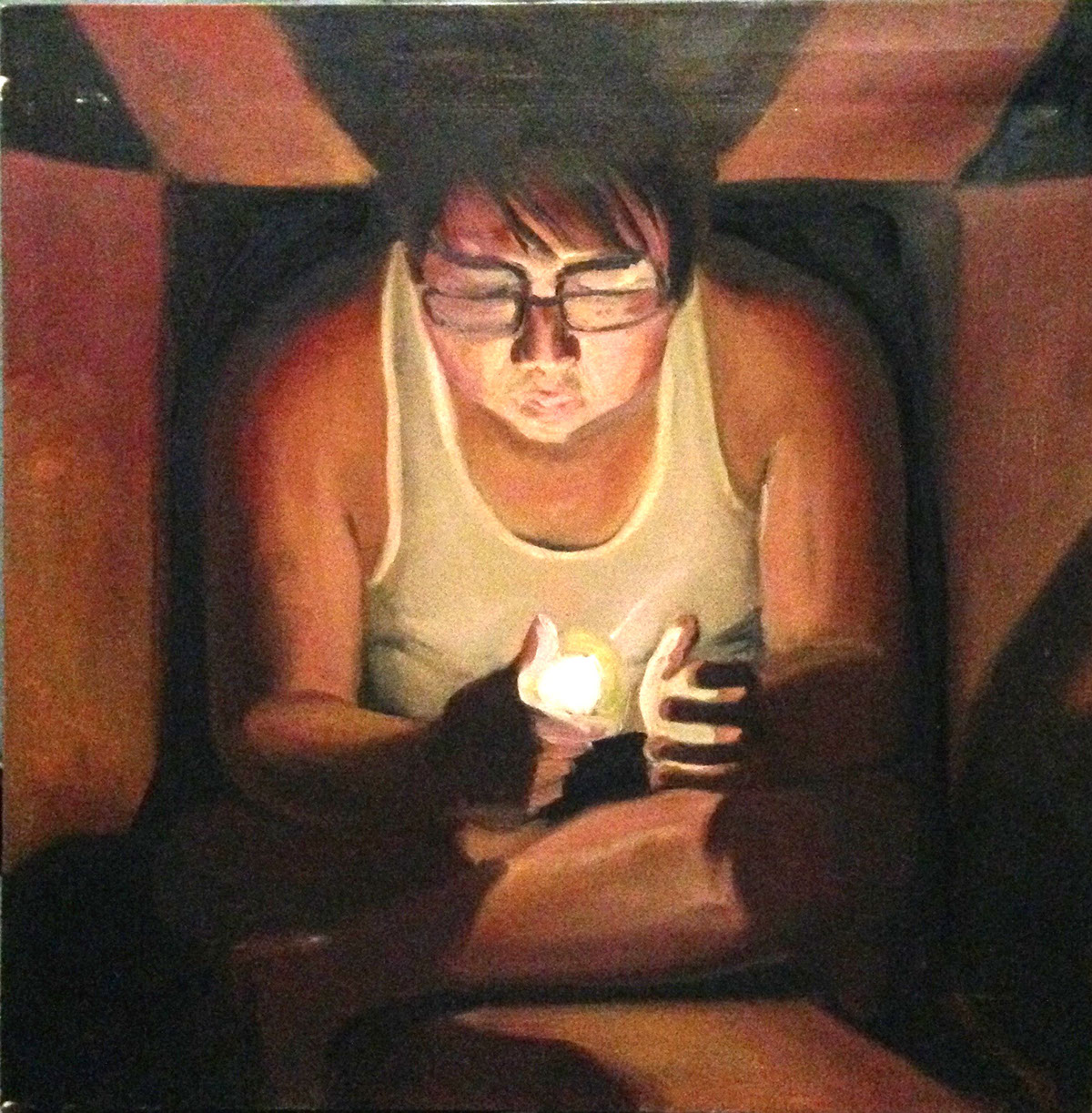 self-portrait oil paint spring semester 2015 Kathleen Speranza light shining