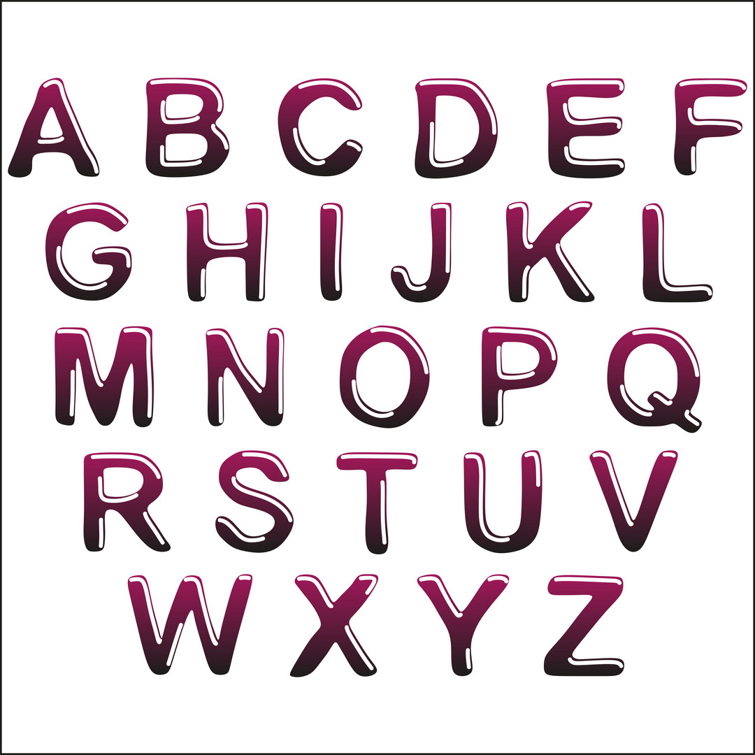 glossy ABC font gradient
