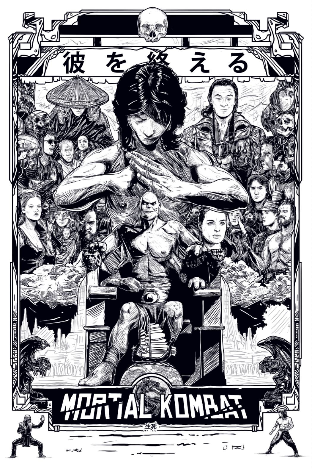 conrado salinas  movie poster ink portrait mortal kombat harry potter dumbledore voldemort scorpion Liu Kang