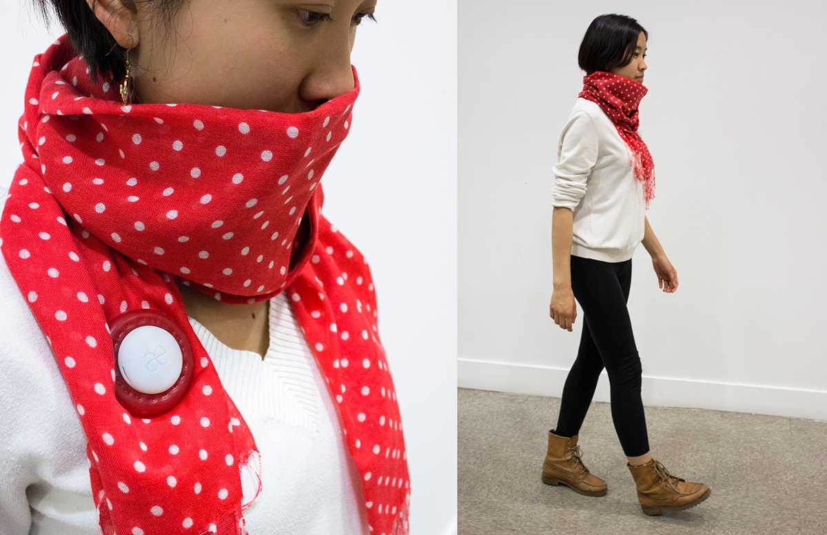AEO scarf red polka dots wearable tech sensor air quality pollution design MIT