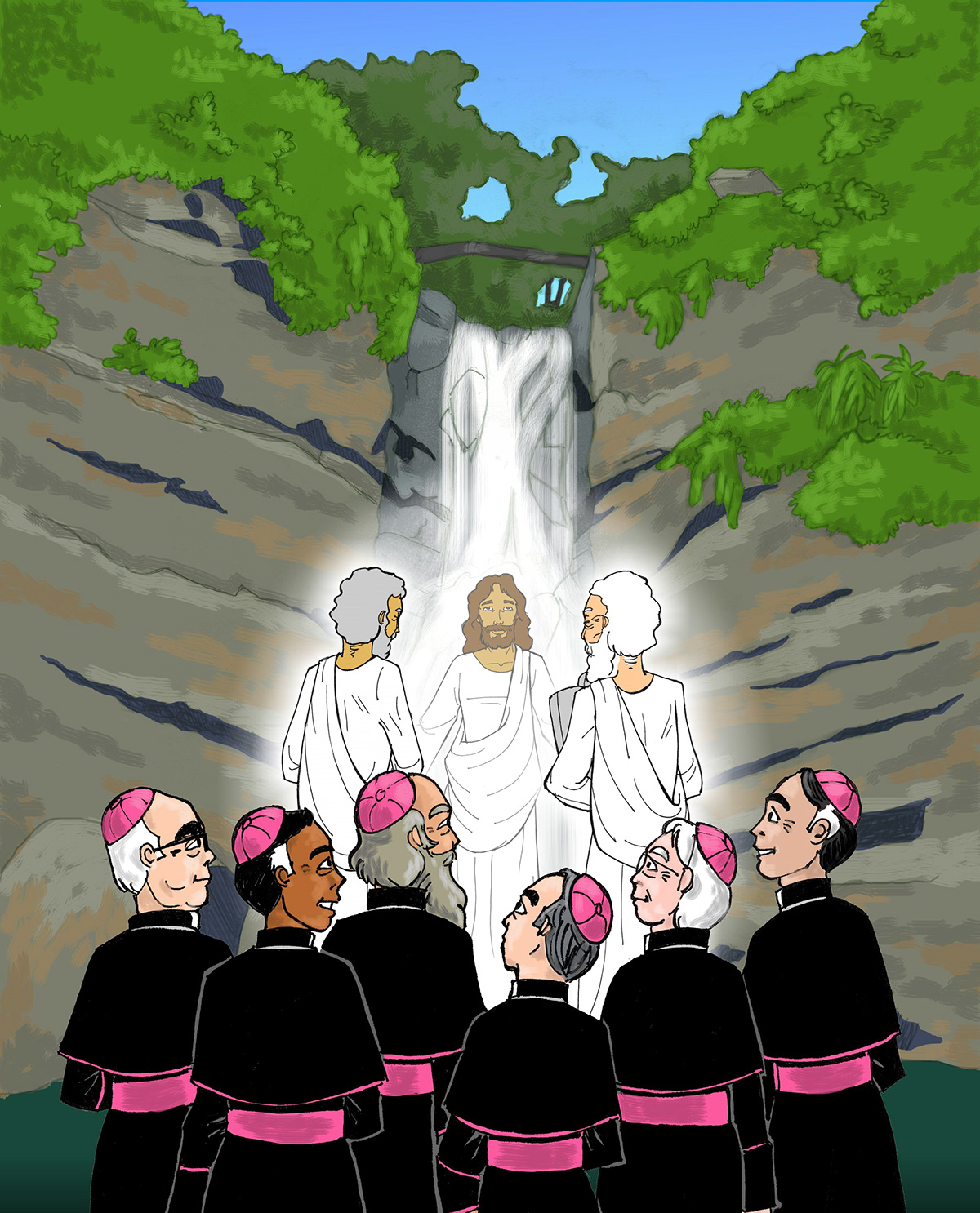 jesus  roman catholic church people  Illustration  caricature   digital art  ascension  resurrection   holy week