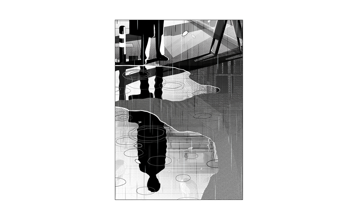 manga lines tokyo highrise black & white comic japan Episode print Urban city cityscape