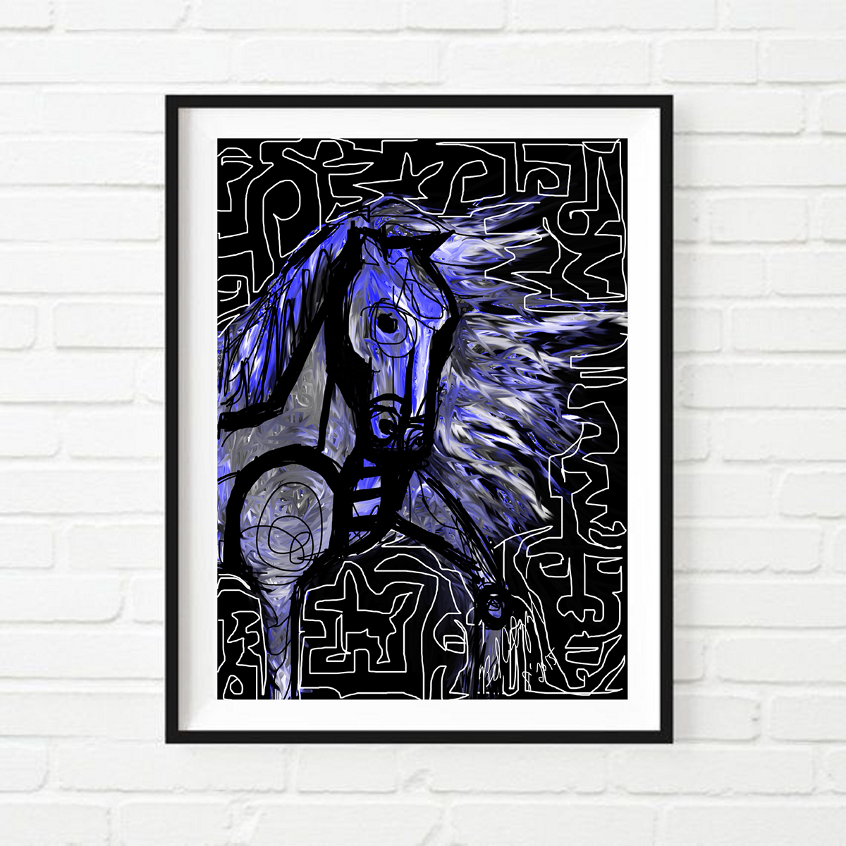 limited edition giclee horse movement Expressionism energy blue