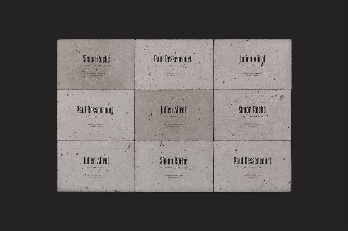 concrete beton Project murmure business cards silk-screen gold