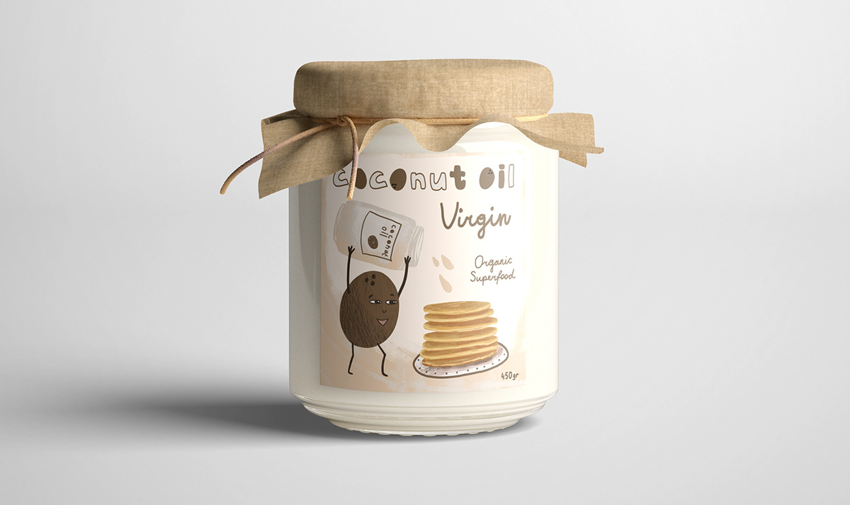 animate business Character coconut oil design ILLUSTRATION  Label package gif
