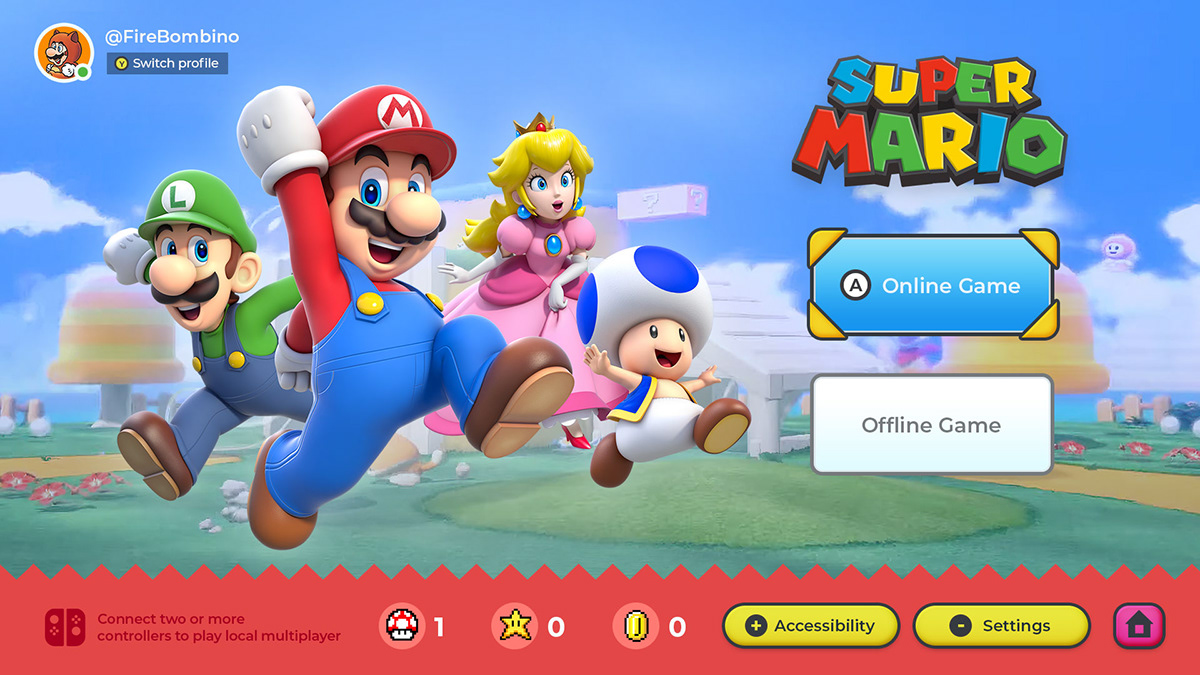 Figma Gaming minecraft Nintendo player Super Mario UI ux Video Games xbox