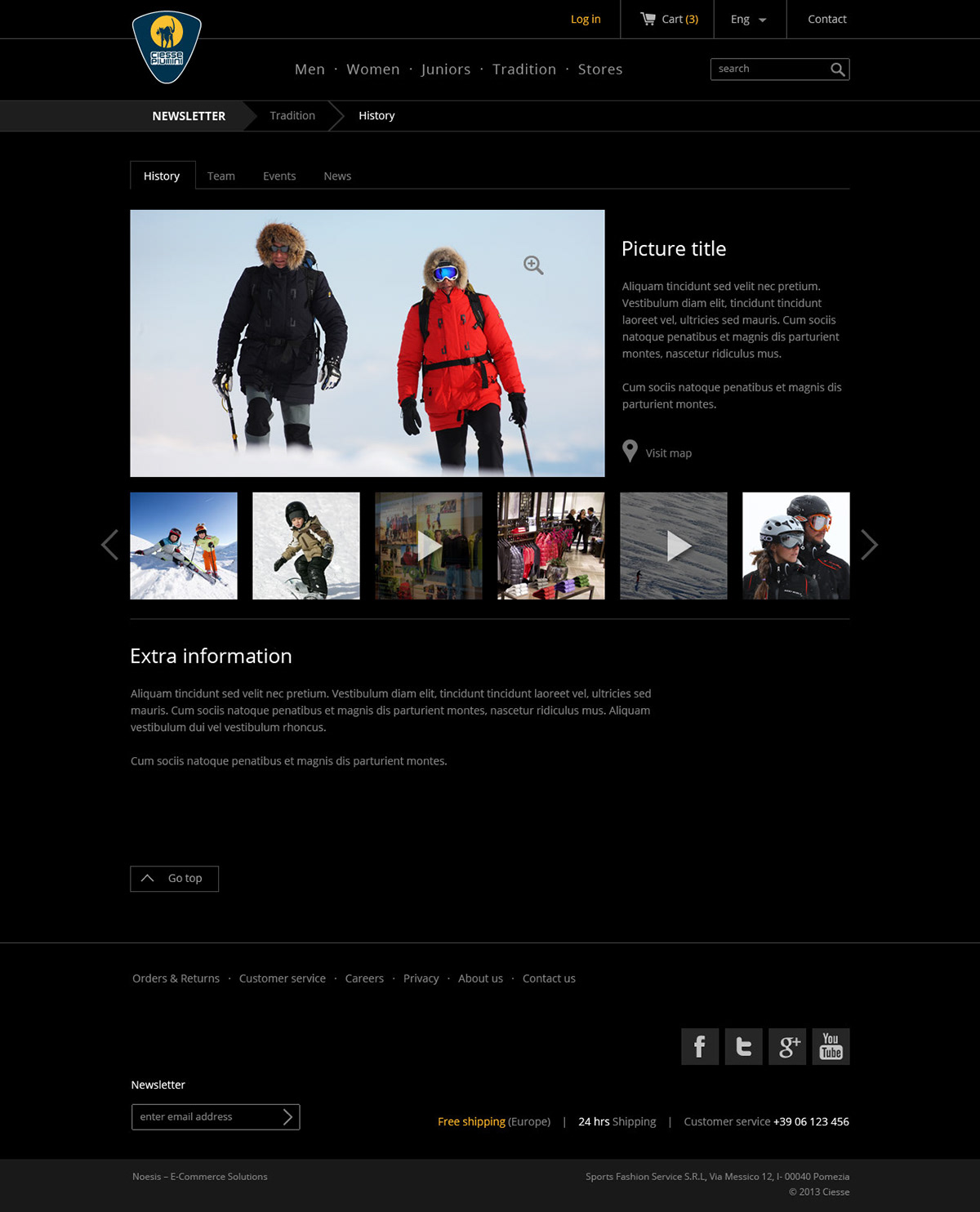Clothing Website Clothing Company ciesse piumini e-commerce Online shop winter clothing dark website black background fa design Italy elegant custom design interaction