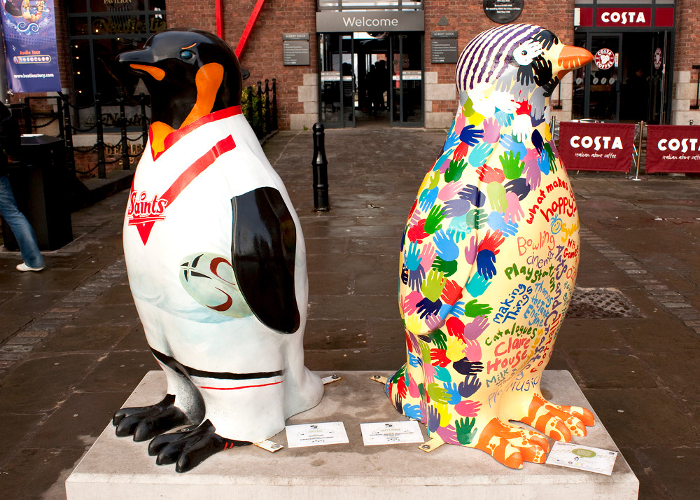 sculpture penguin trail art Claire House charity public Liverpool city paint