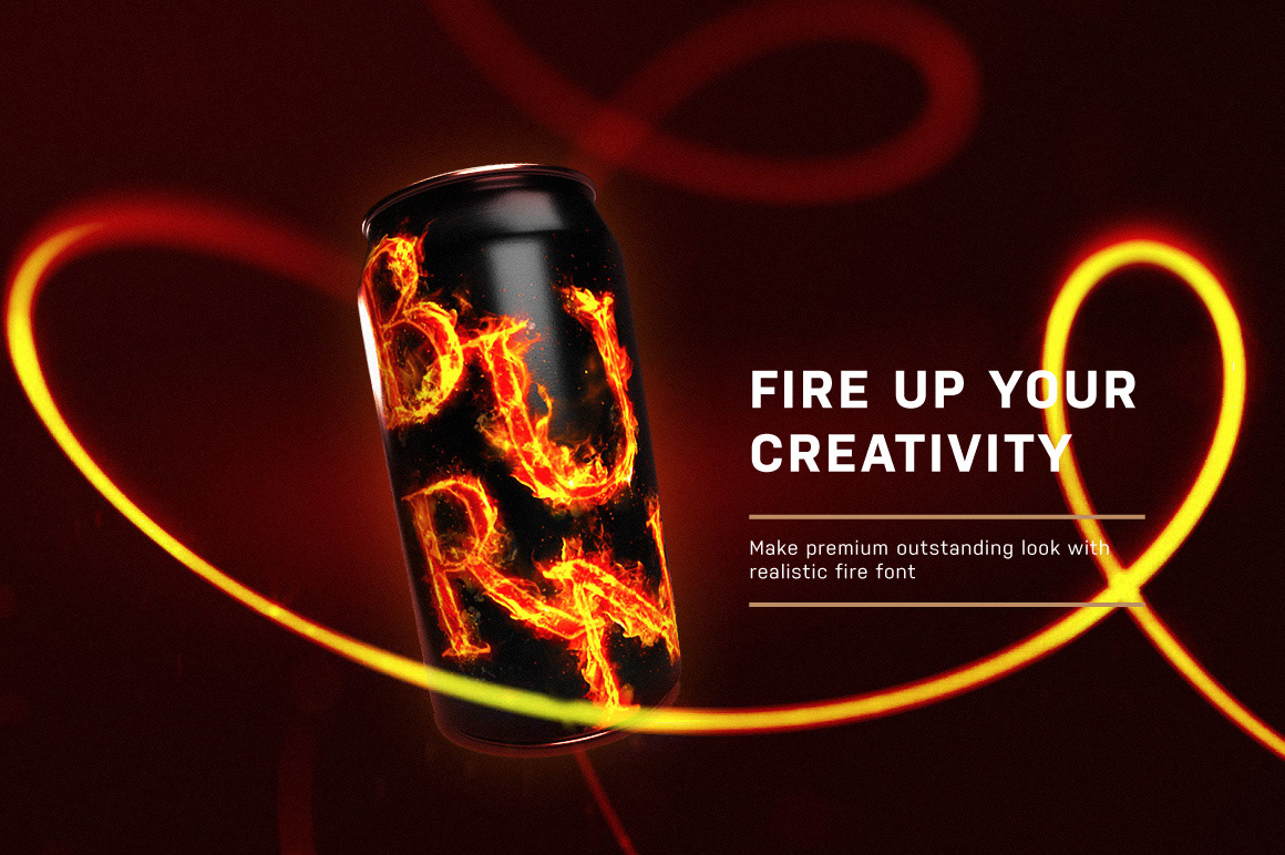 Burning flame font.