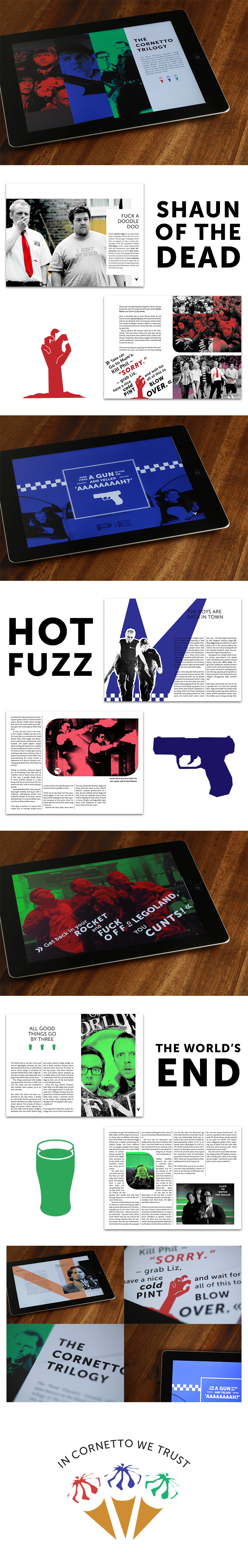 digital Digital Magazine magazine editorial design  design Edgar Wright Simon Pegg nick frost Cornetto Trilogy