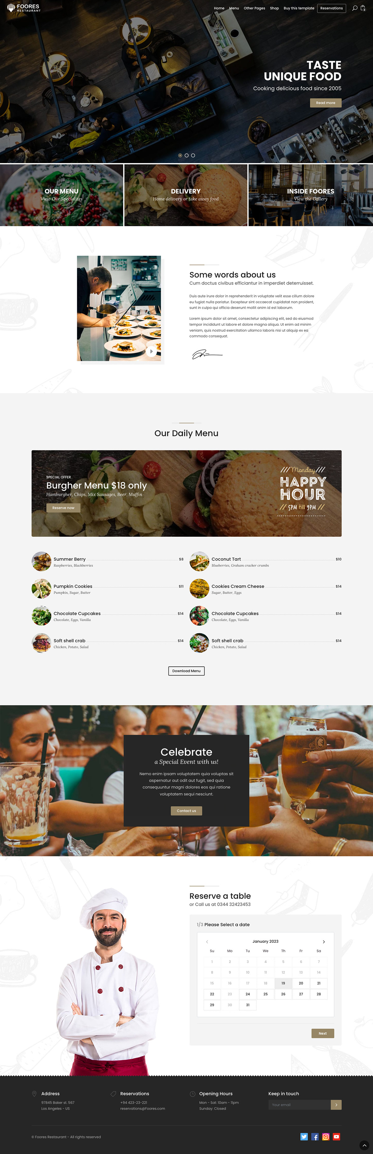 cafe Food  Form reservation restaurant UI/UX Web Design  Website