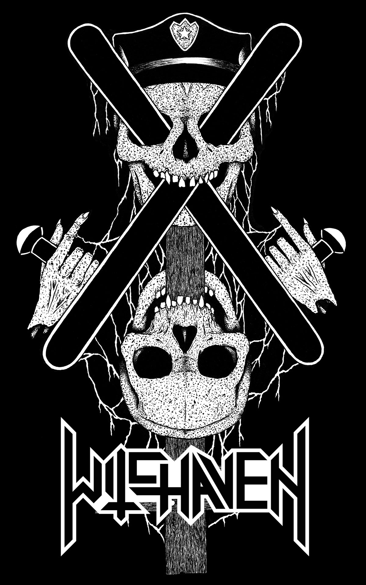 ink thrash metal punk skull