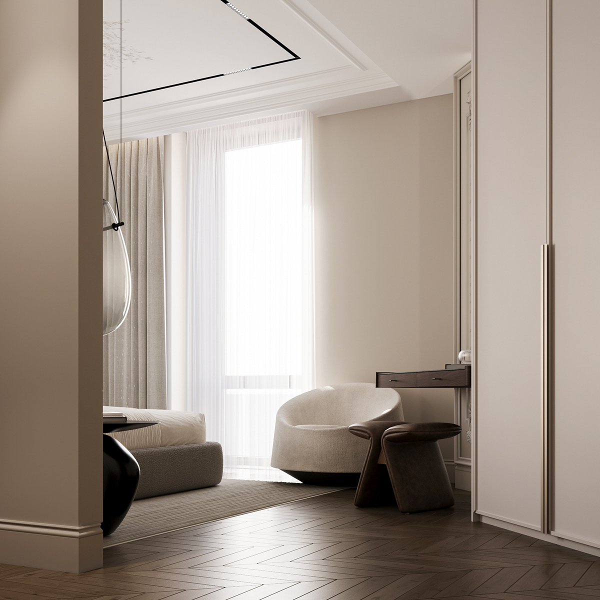 master bedroom bedroom interior design  corona modern 3ds max visualization рендер