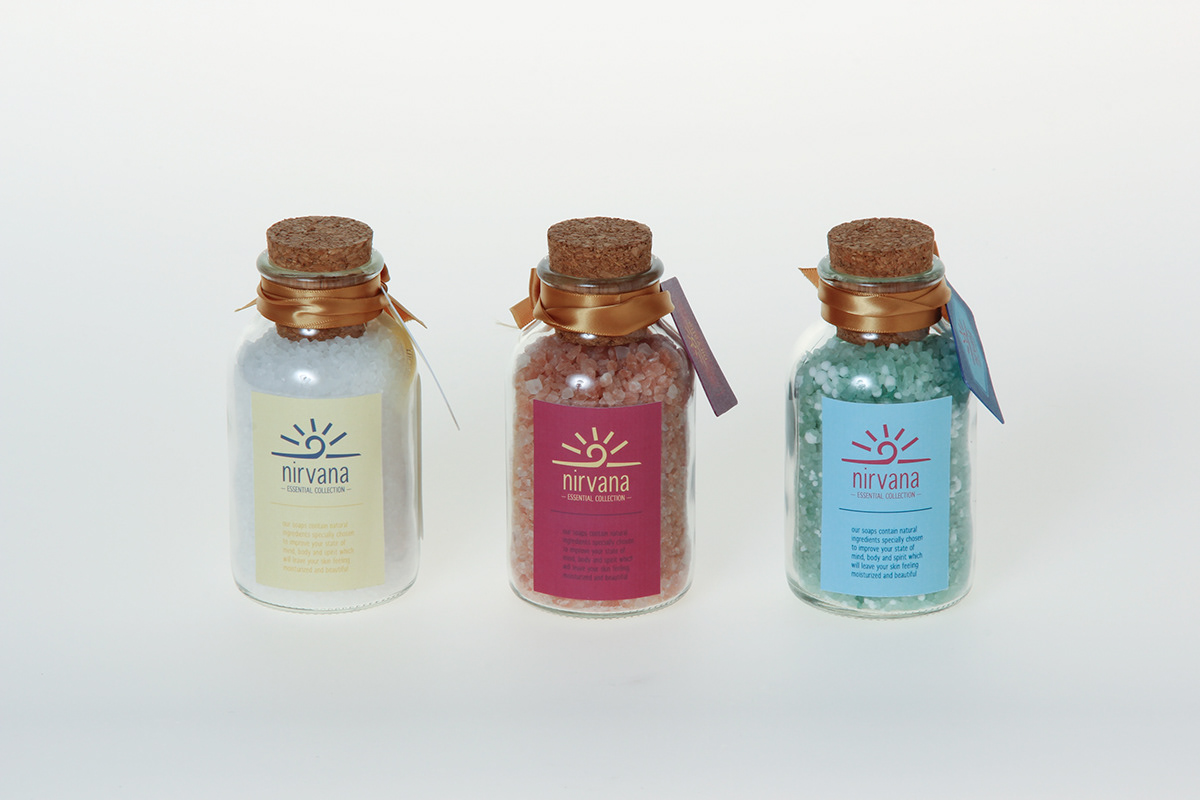 nirvana soap package design  logo bar soap Bath Salts bottles Hand Soap New Age