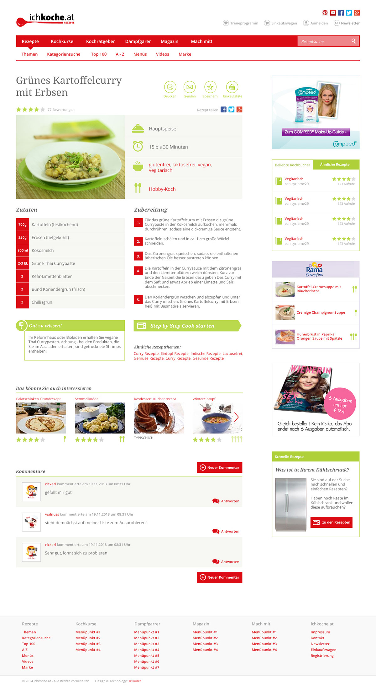 Website Webdesign ui design UI ux flat modern recipe cooking steps