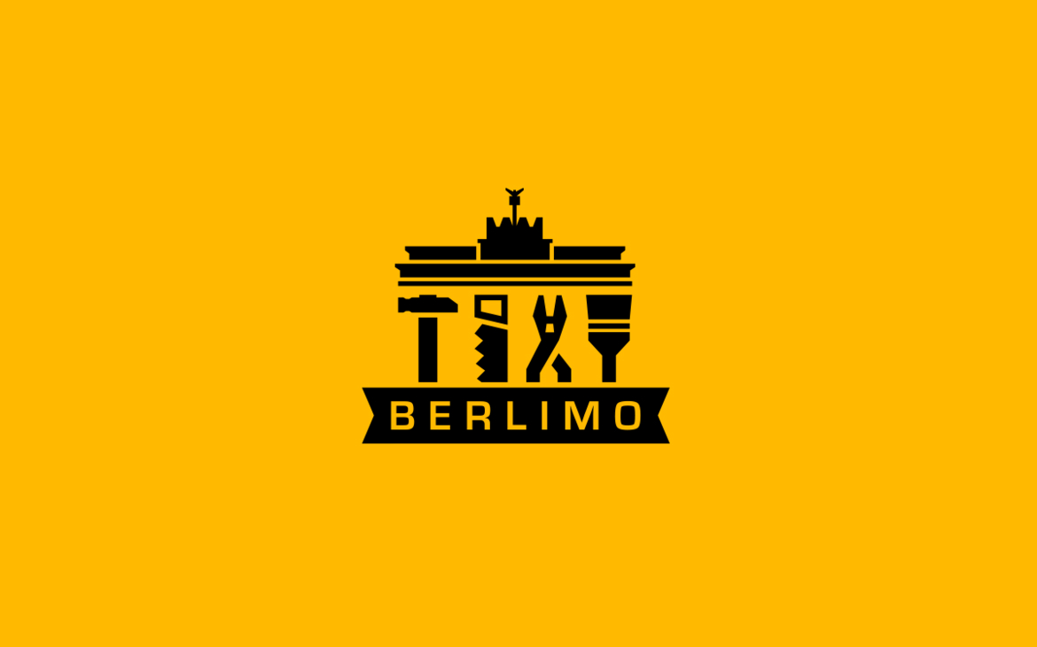 logo berlin Workshop identity brandenburg gate Brandenburger Tor yellow business card Corporate Identity wood brand germany Logotype Logo Design stationary