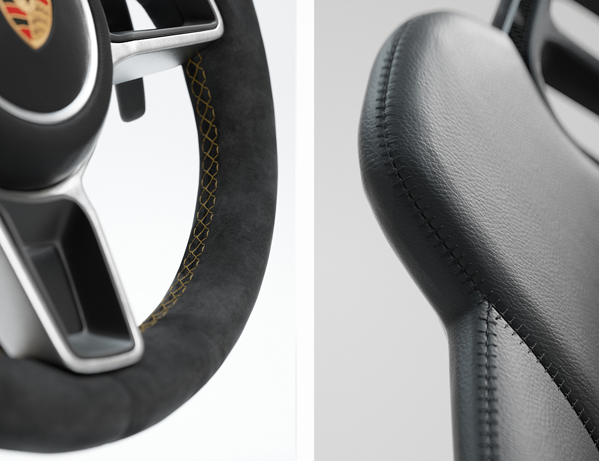 car shader Interior leather octane cinema 4d Render stitches realistic 3D