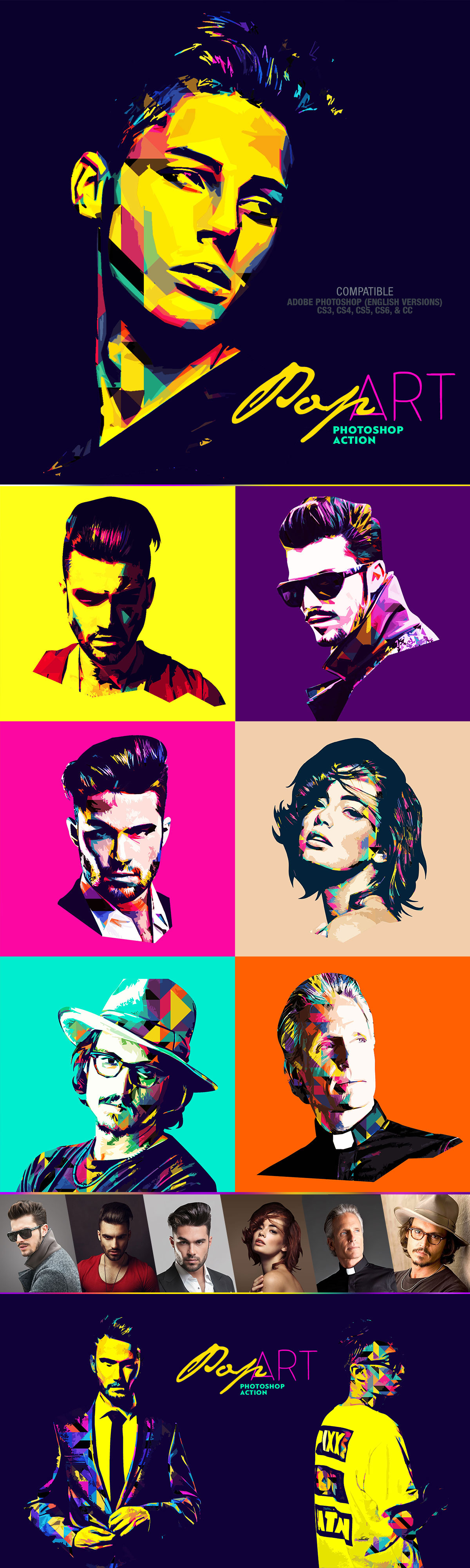 pop art color Full Color photoshop atcion atn vector