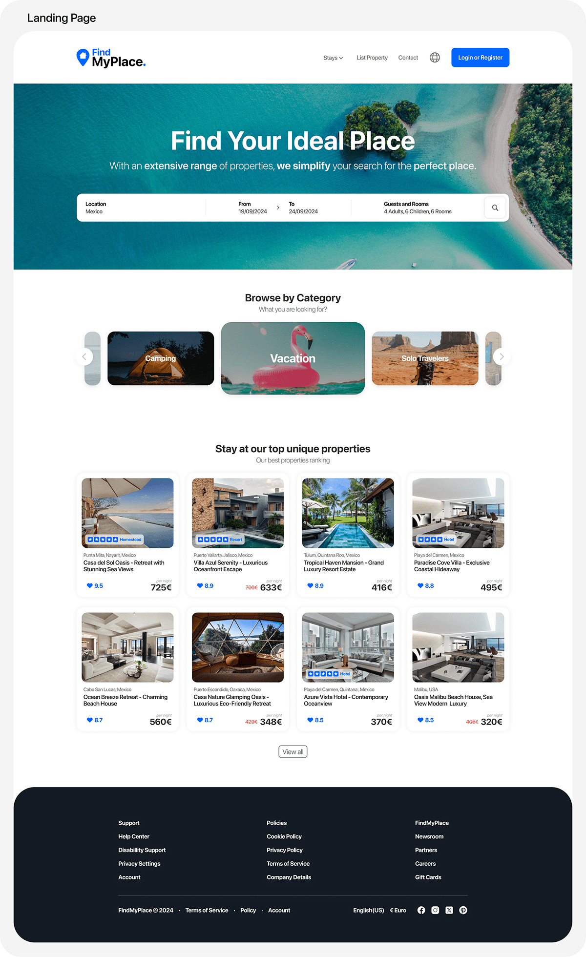 Travel Booking UI/UX Web Design  Website Responsive Design