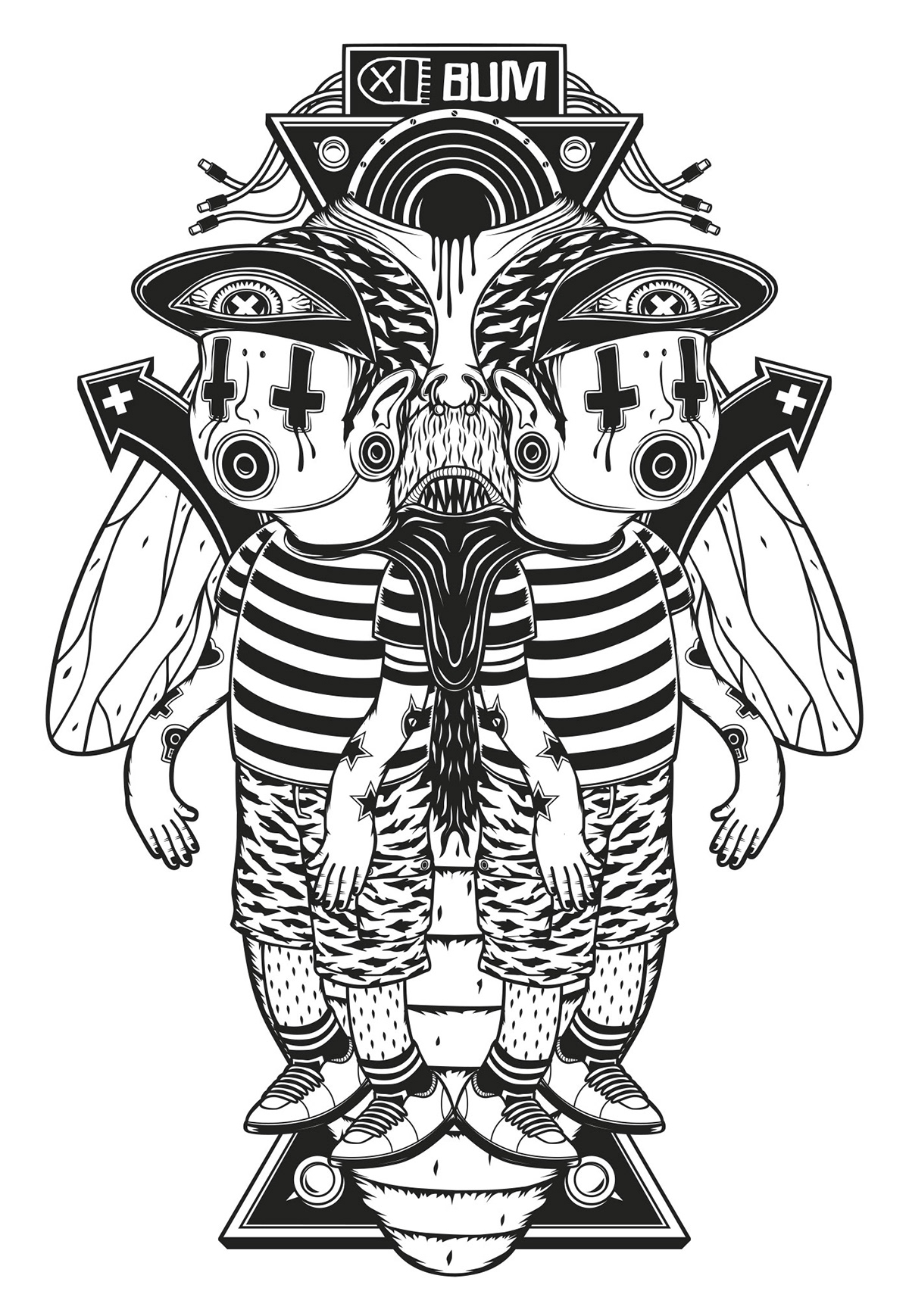 bianco e nero black and white Black&white Digital Drawing digital illustration ILLUSTRATION  Illustrator illustrazione print weird