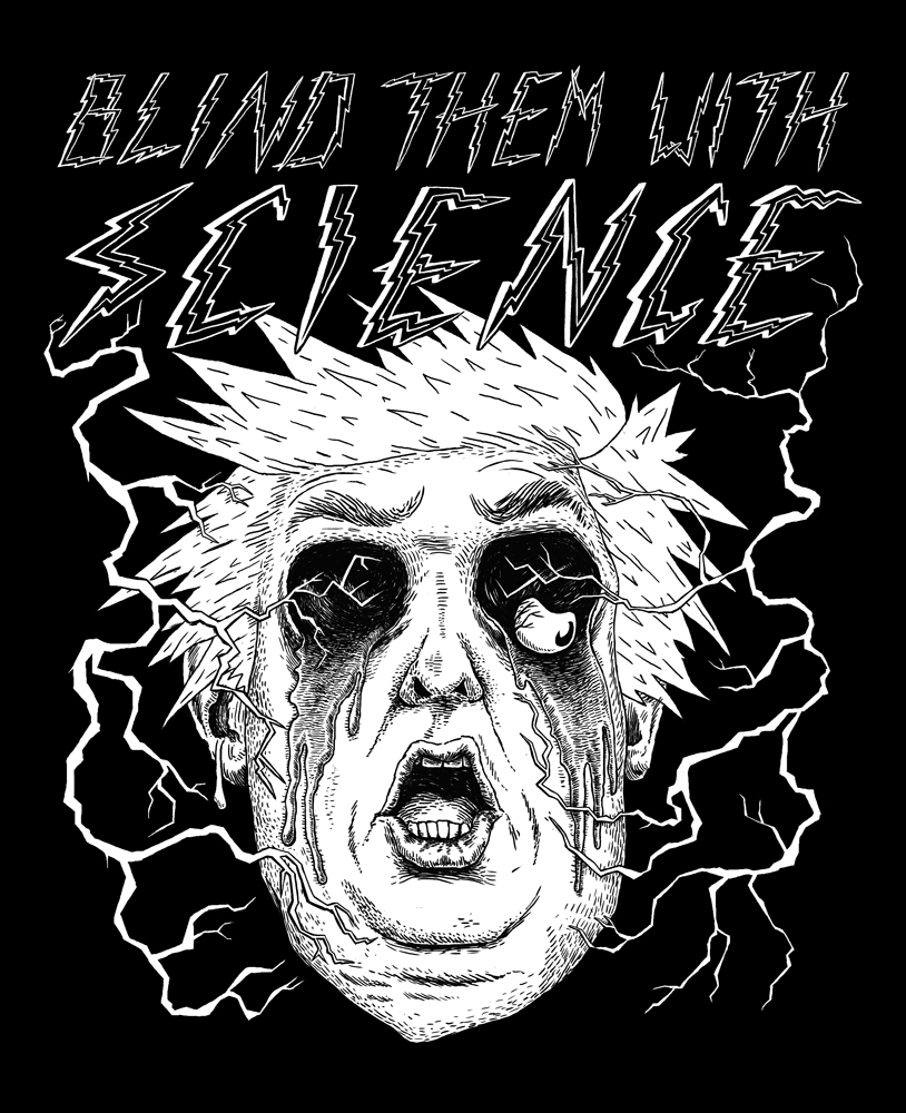 metal science punk protest goth type lightning screen printing black Resist