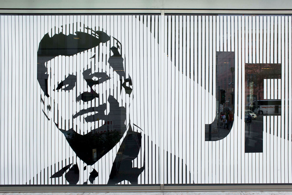 tape art Tapeart tape duct tape design urban art art tape over portrait JFK kennedy Window