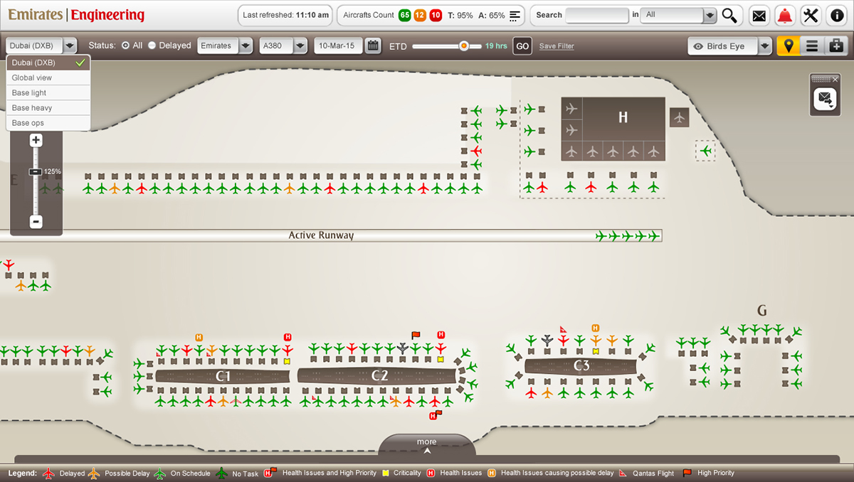 web application airport Flight monitoring Hangars Airport map