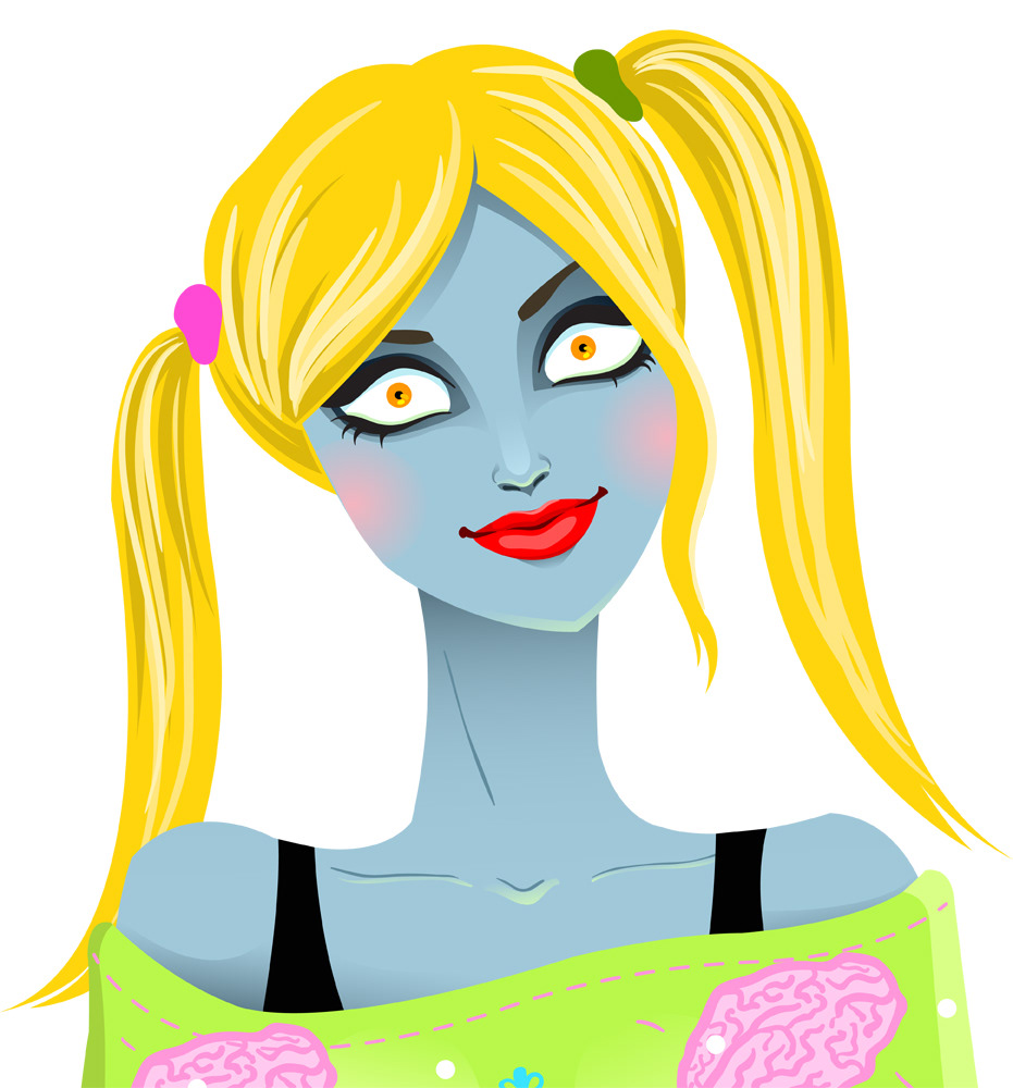 Cute zombie girl Vector Illustration