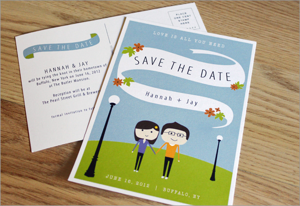 save the date  wedding  postcard  Illustration