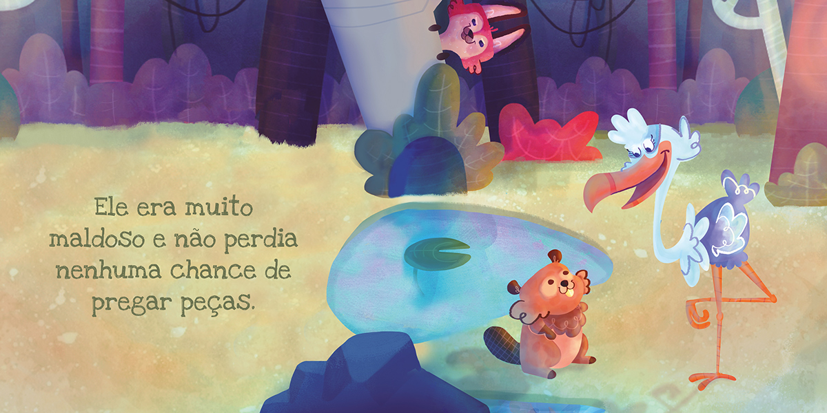 concept art la fontaine book child stork FOX raposa cegonha fabula fable Livro infantil TCC UEMG
