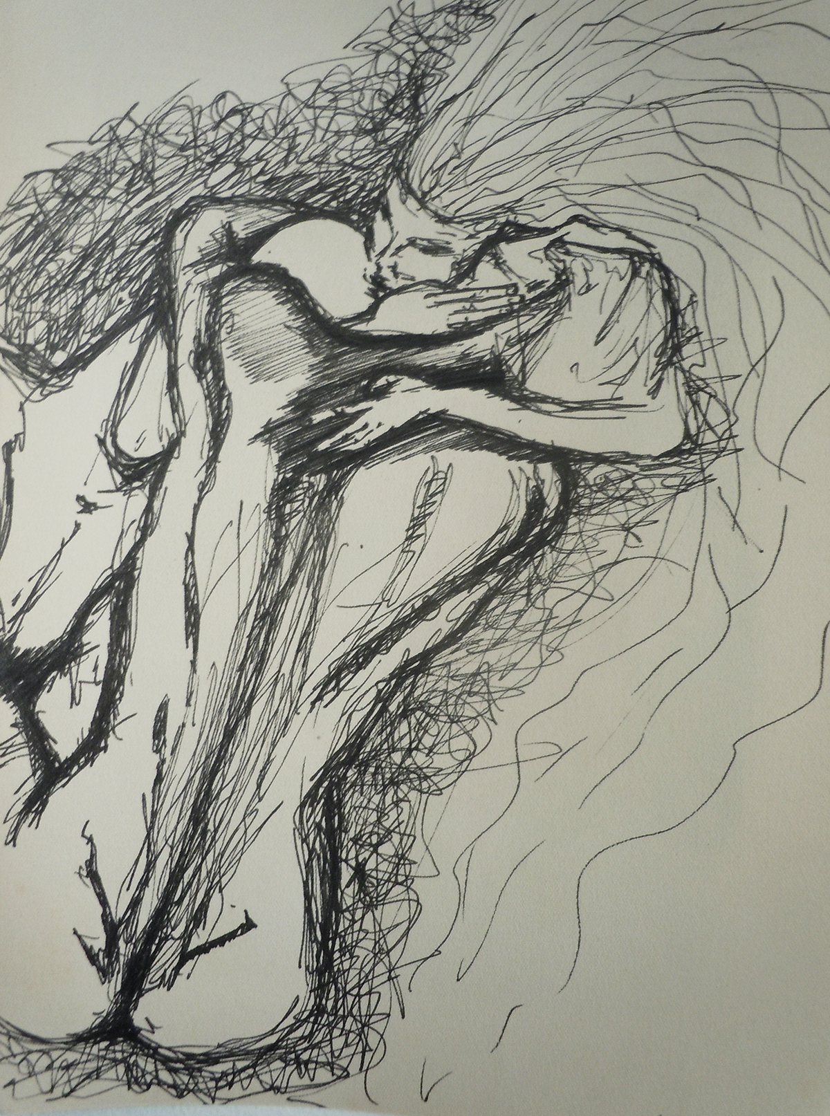 Fine Arts  ink on paper schiele d'après sketch Drawing  painting   nude the embrace lust