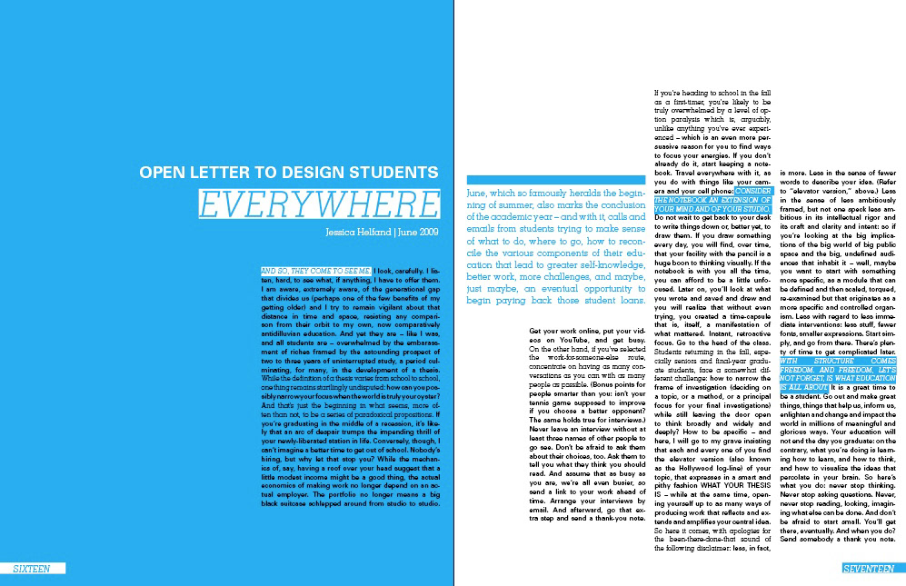 magazine spreads Jessica Helfand open letter to design students Students university of kansas