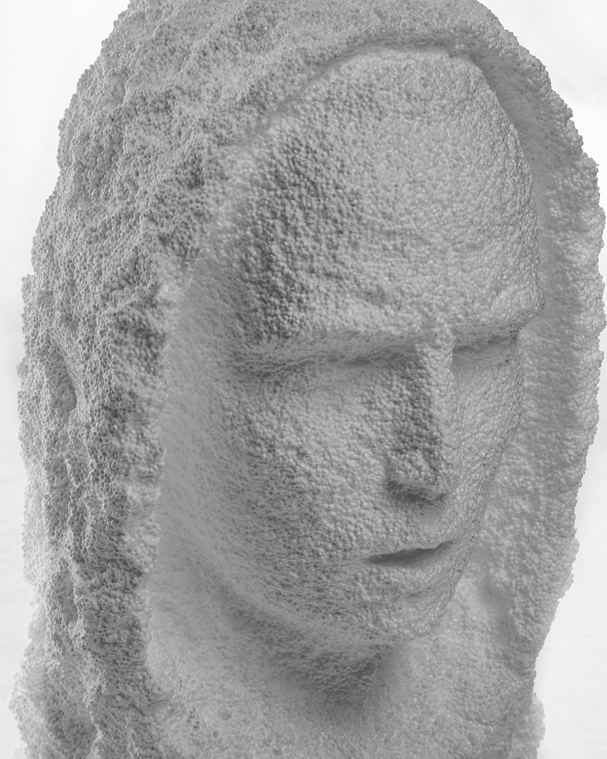 Sculpture portrait of Jessie Pinkman in styrofoam