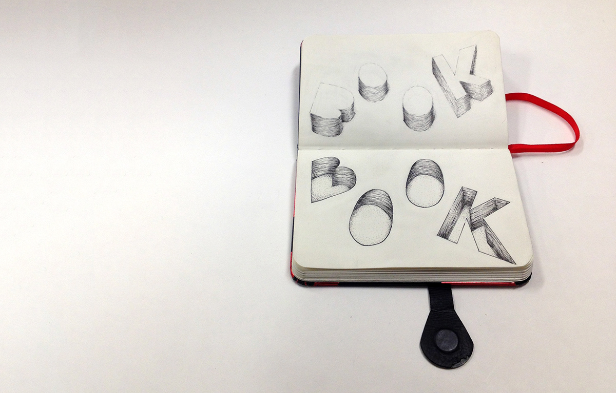 book illusion cutout ink sketchbook Red Ribbon white space 3D