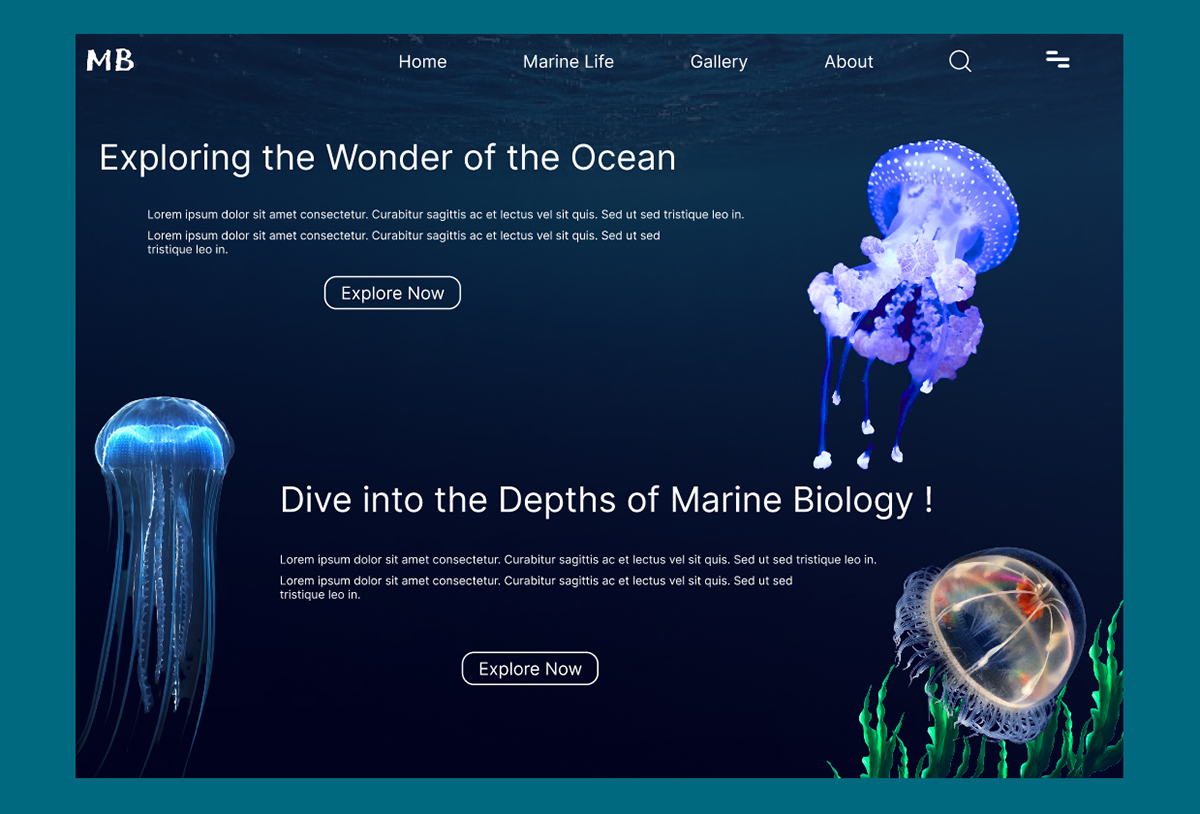 marine life Ocean sea fish animals underwater aquarium uiux visualization modern