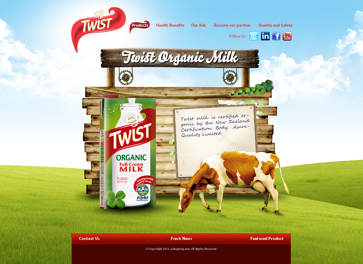 Twist ramy mohamed Sakr Group FMCG cpg milk juice creative website cow grass Website