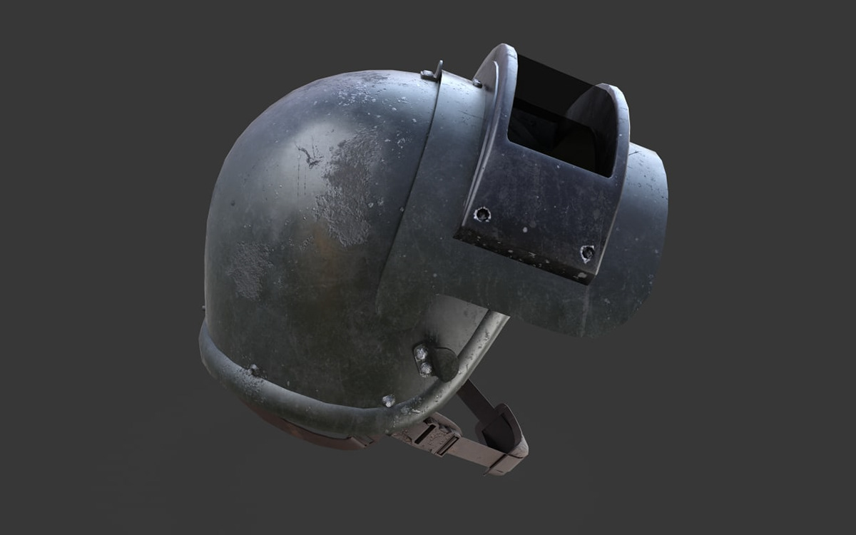 3D Helmet leather old metal photo realism product visualization