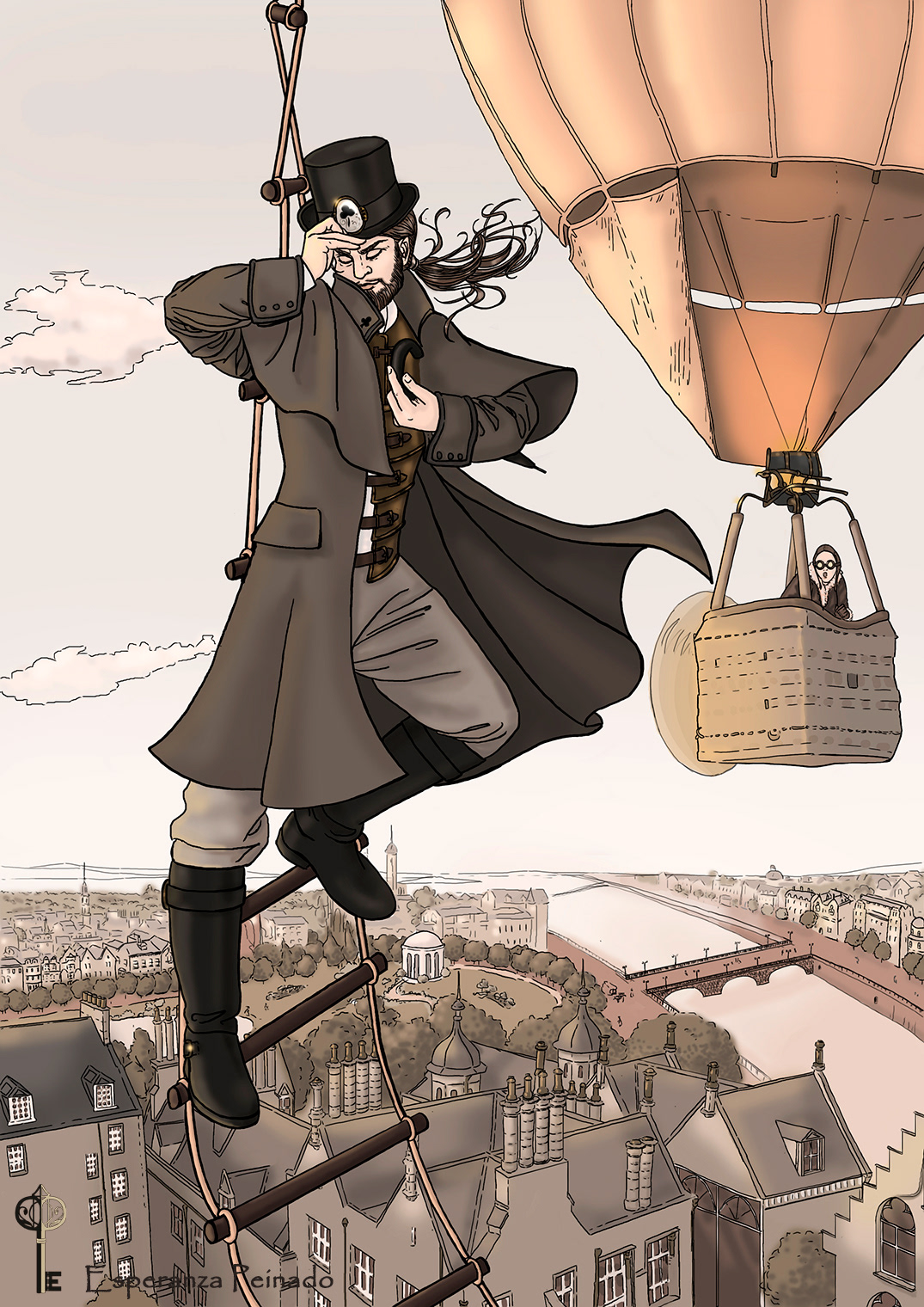 STEAMPUNK adventure Character Victorian digital illustration