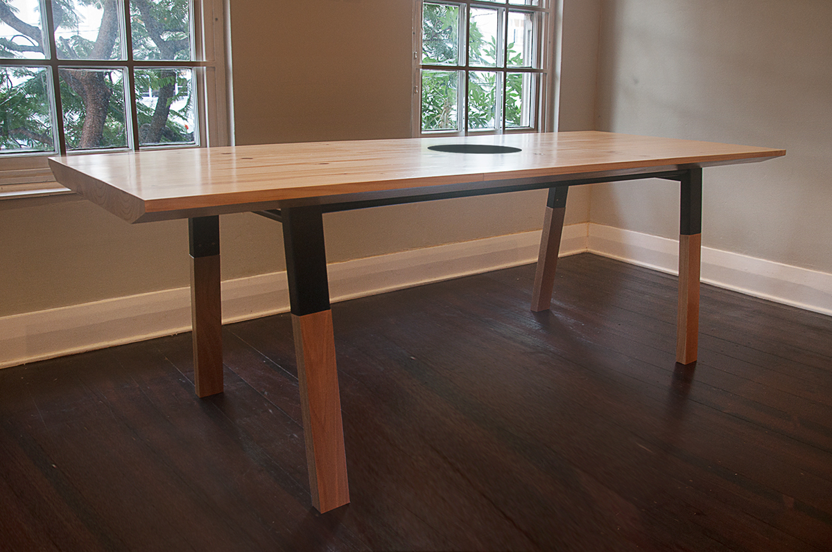 table wood pine black steel powder coated Custom dining room 6-8 seater