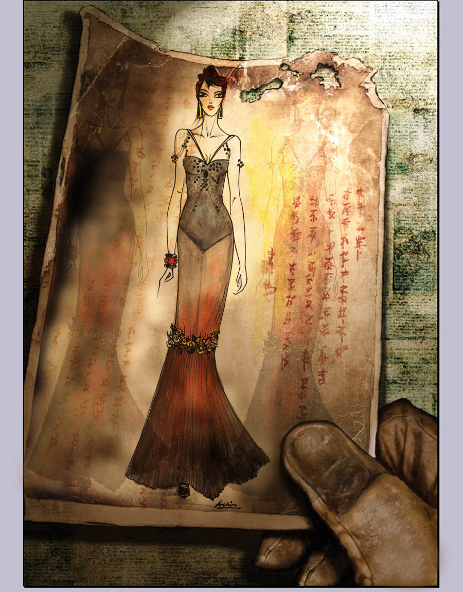 BEAUTIFUL FASHION ILLUSTRATION WITH MIXED MEDIA TECHNIQUES FOR  PRESENTATION BY SACHIN GARG